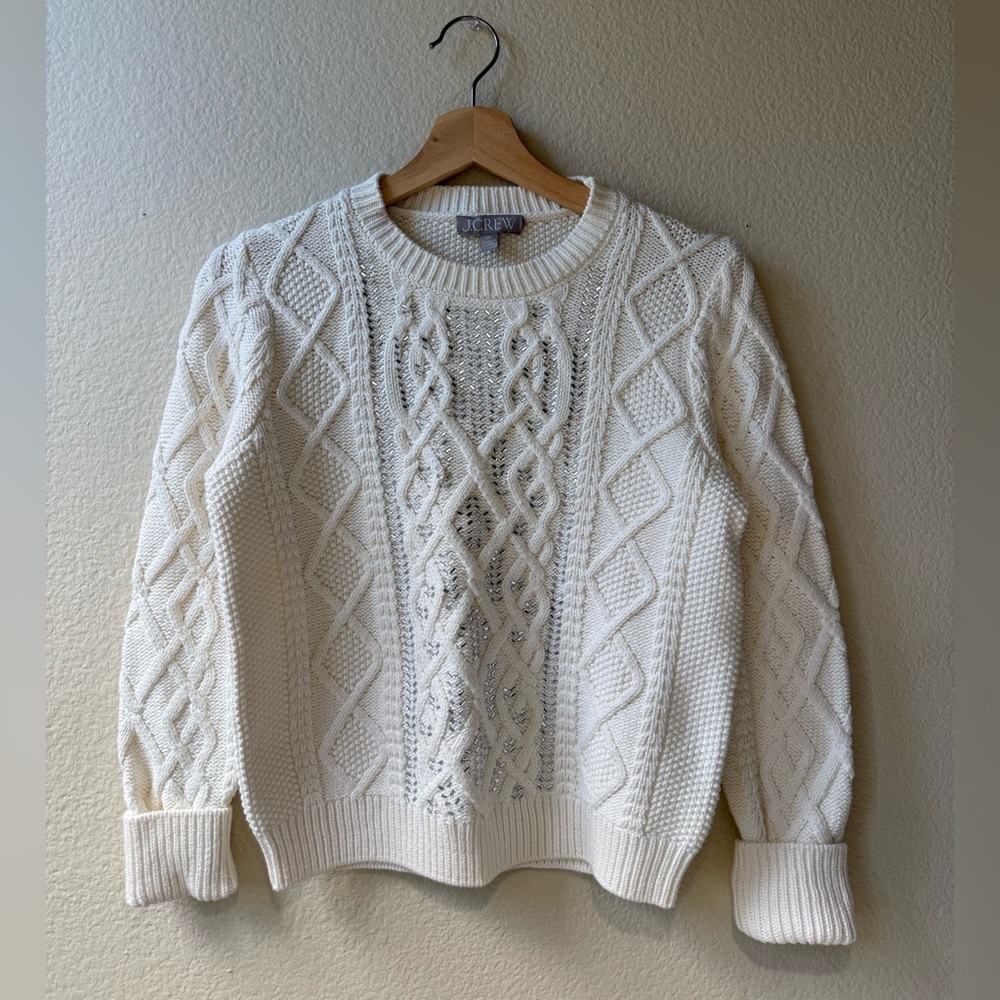 J. Crew Women's Ivory Cable Knit Sweater